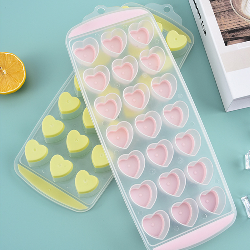 Bandeja de cubitos de hielo de silicona con forma de corazón de amor, 21 agujeros, molde 3D para Fondant de Chocolate, pastelería, gelatina, galletas, herramienta decorativa para hornear
