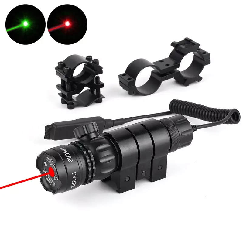 Senapan Laser, berburu taktis merah/hijau Laser Dot penglihatan dapat disesuaikan 532nm merah Laser Pointer senapan rel jarak jauh saklar tekanan barel