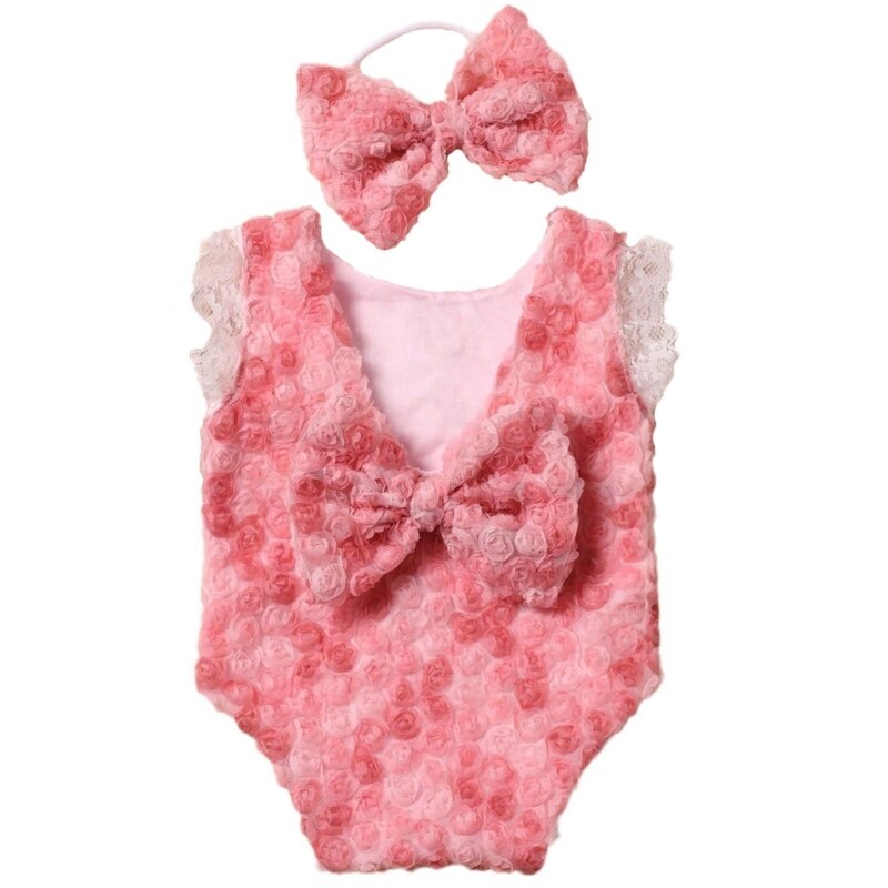 Costume photographie pour nouveau-né, robe douce confortable pour bébé avec couvre-chef pour fille