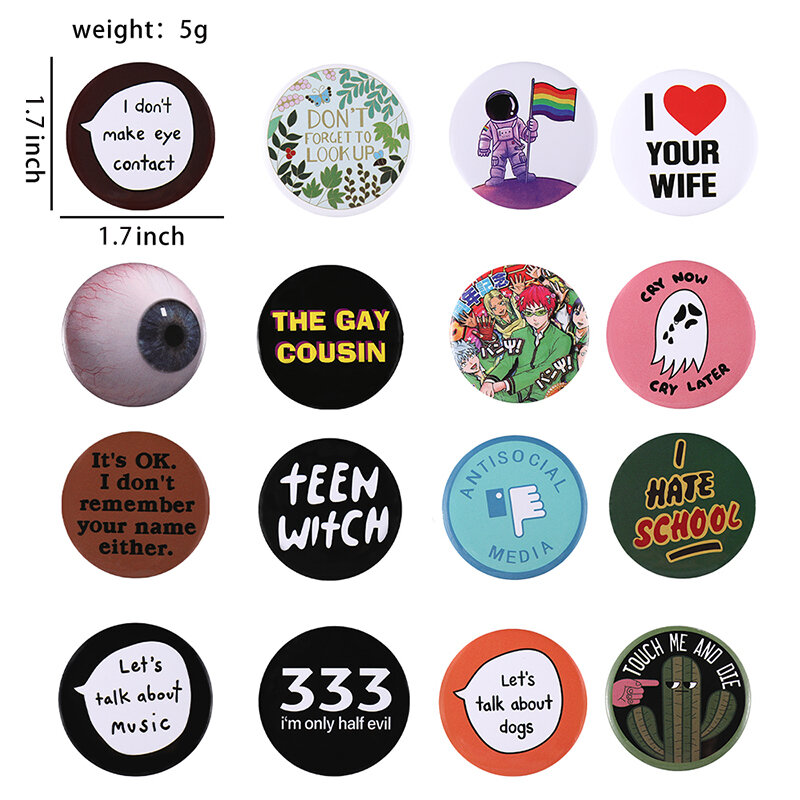30 stylów zabawa książka oko Tinplate Pins nienawidzę szkoły przycisk broszka Lapel odznaki kreskówka biżuteria prezent dla dzieci przyjaciół