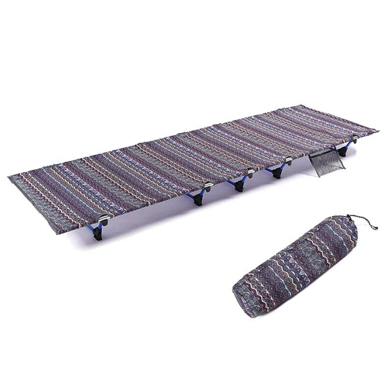 Outdoor Camping Bed Backpacking Hiking Portable Folding Bed Single Fishing Lightweight Aluminium Sleeping Recliner Cot Mat