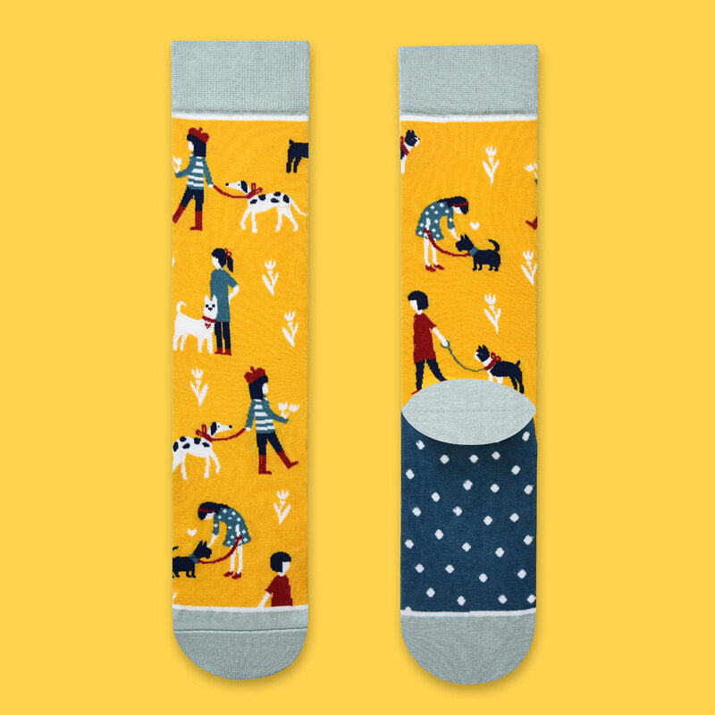 Новые прямые сетчатые красные носки ins tide из чистого хлопка иллюстрация креативные забавные носки