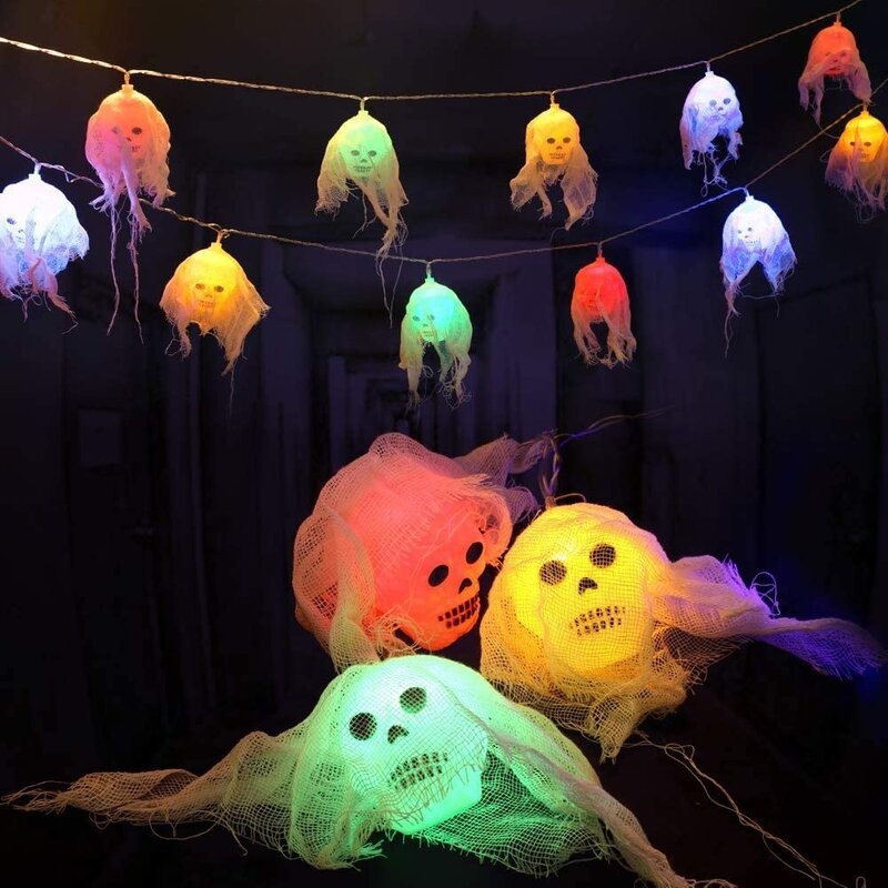 Kerangka rak Halloween LED tali lampu 5cm kelelawar 1.5 meter lampu gantung versi baterai pesta dekorasi lampu taman