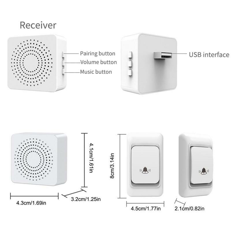 Set bel pintu pintar, bel pintu pintar Wifi tanpa kabel tombol bertenaga sendiri tahan air 433MHz 150M