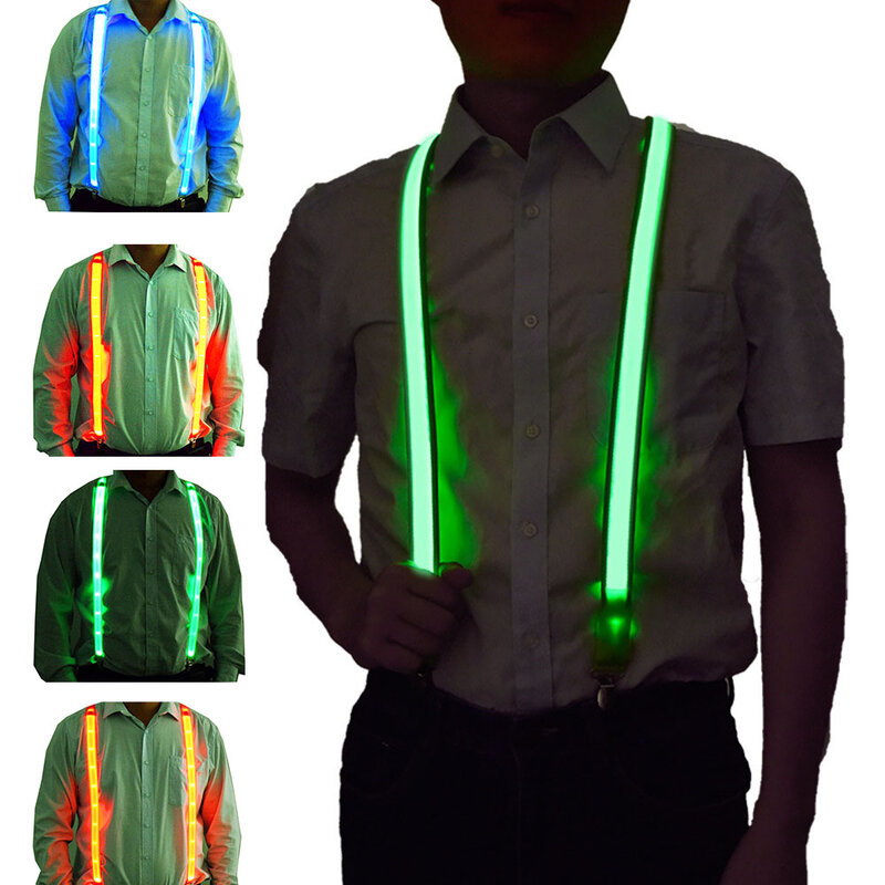 Tirantes con luces LED para hombre y mujer, tirantes con pajarita, cinturón para pantalones de motocicleta, SD01, novedad