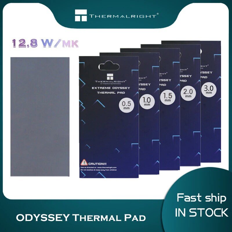 Thermalright ODYSSEY Pad Thermique 12.8 W/mk Utilisé Pour CPU / GPU / RAM / SSD, 120x20 85X45 120X120mm Joint En Silicone Tapis 0.5-3mm