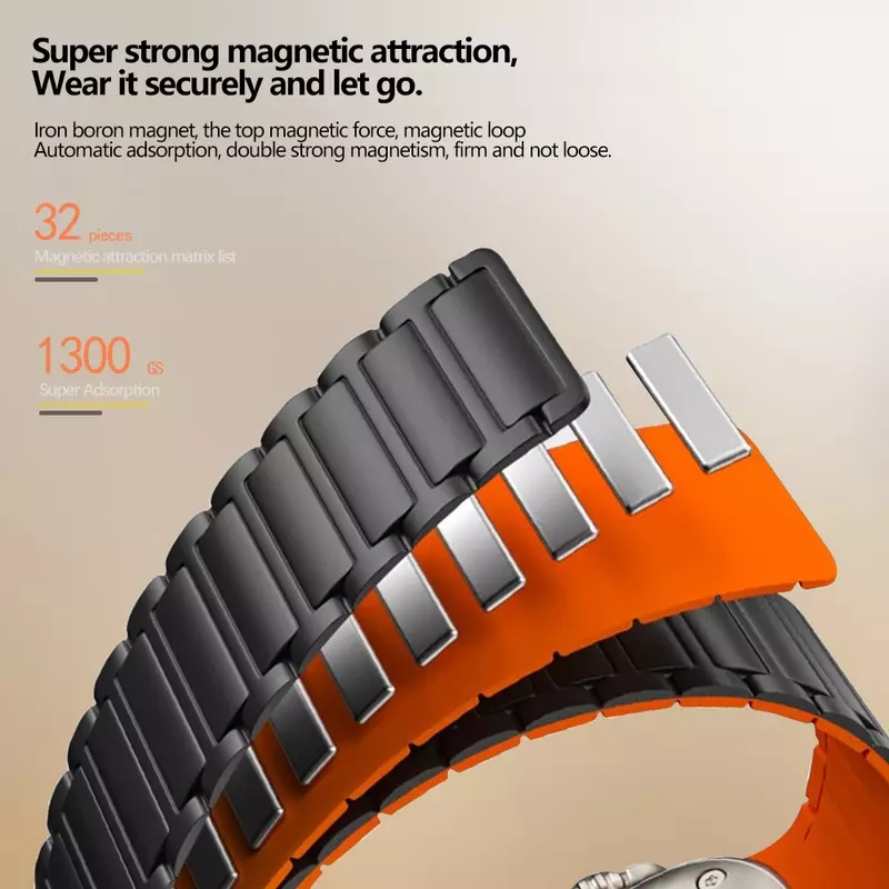 Ремешок спортивный магнитный для Apple Watch Ultra 2, силиконовый браслет для iWatch series 9 8 7 6 5 4 ultra, 49 мм 45 мм 44 42 мм 38 40 41 мм