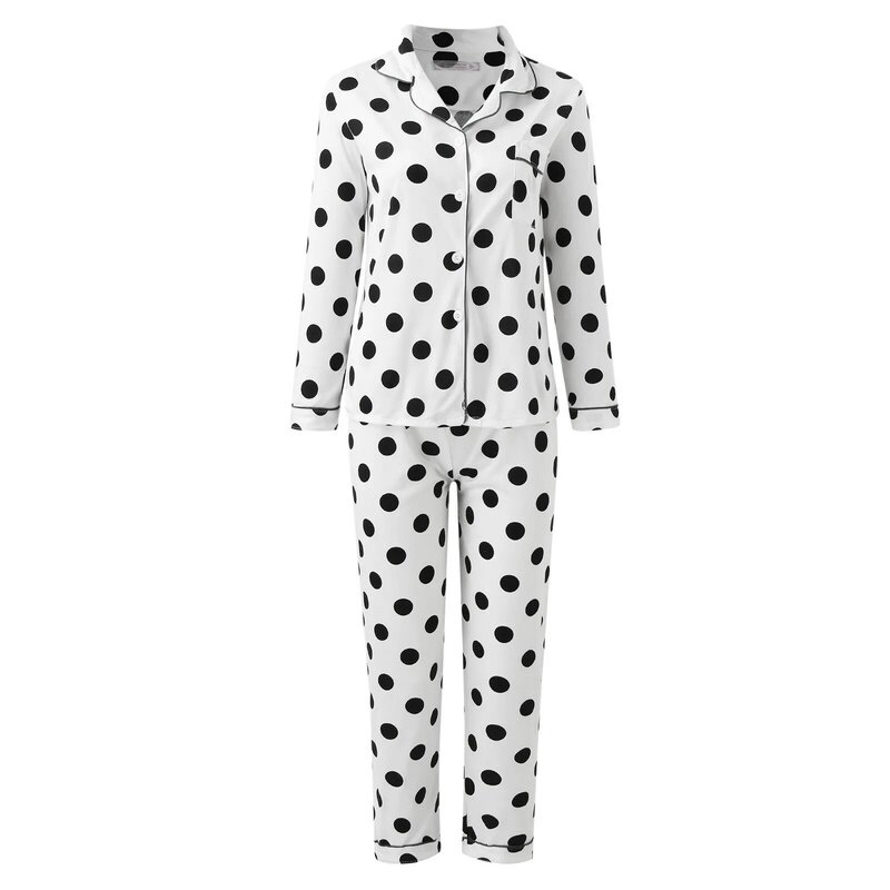Pijama de punto con estampado de animales para mujer, ropa de dormir con cuello en V, conjuntos de pijama Kawaii de manga larga con gráfico de 2 piezas, primavera y otoño