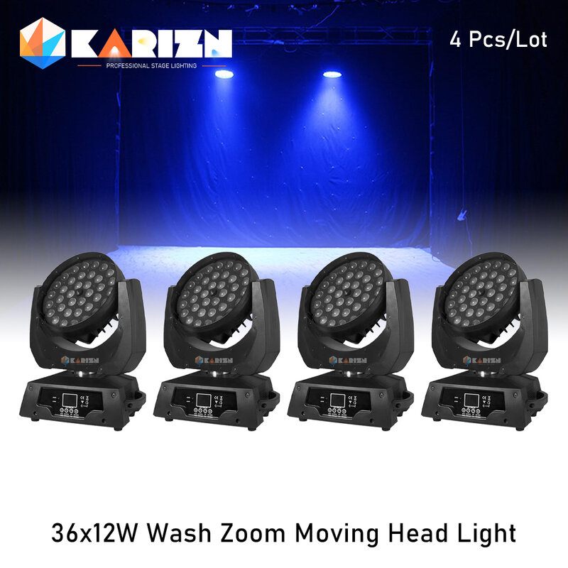 Lumière LED Zoom Wash avec tête mobile, lumière de scène DJ Party Music, 6 en 1, 36x18W, RGBWAUV, 36x12W, RGBW, 4 en 1, 0 taxe, 4 pièces