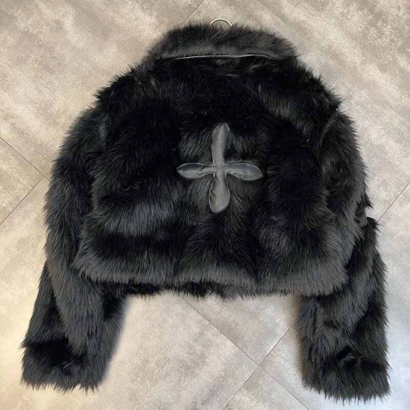 Manteau de Fourrure pour Femme, Veste d'Automne et d'Hiver, Parka Noire et Blanche, Nouvelle Collection 2023