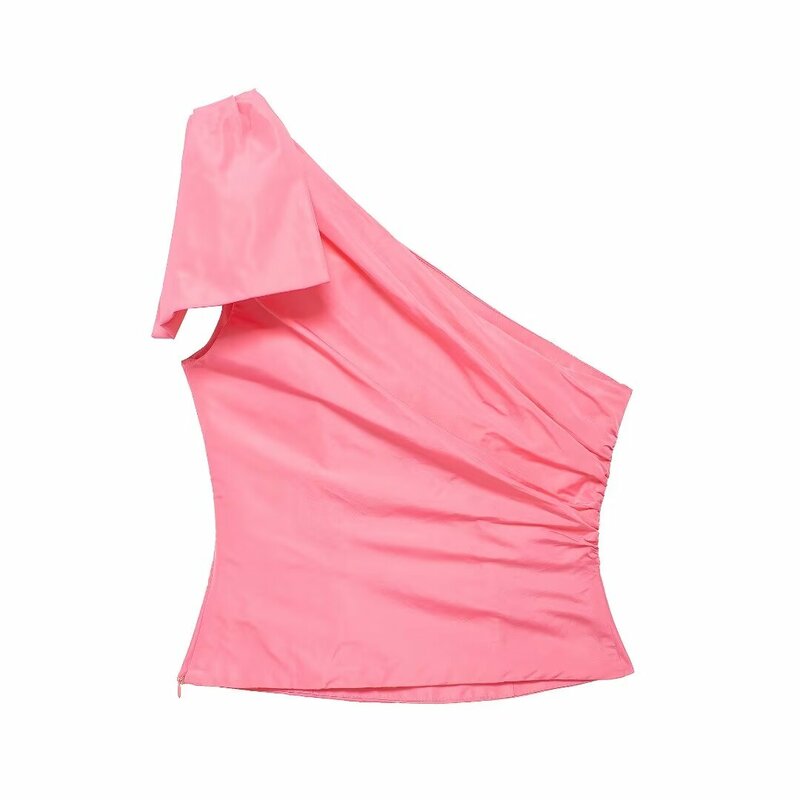 Women's 2024 New Fashion Casual Joker Asymmetric Design Bow Decorative Vest Top Retro Zipper Vest Chic Top.
