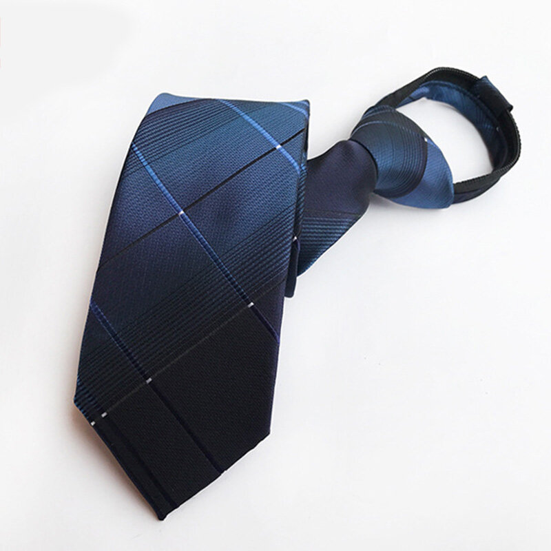 Новый и модный мужской галстук в полоску с застежкой-молнией, галстук в деловом стиле, Свадебный и офисный подарок, удобный и быстрый галстук
