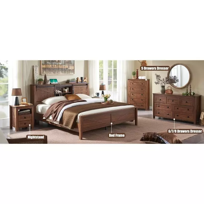 Commode rustique en bois pour chambre à coucher, meuble TV, commodes de rangement, chambre à coucher, salon, couloir, ferme, 7 portes de proximité