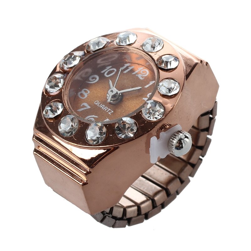 Ycys-relógio de dedo redondo com bolso em metal rosé, dourado