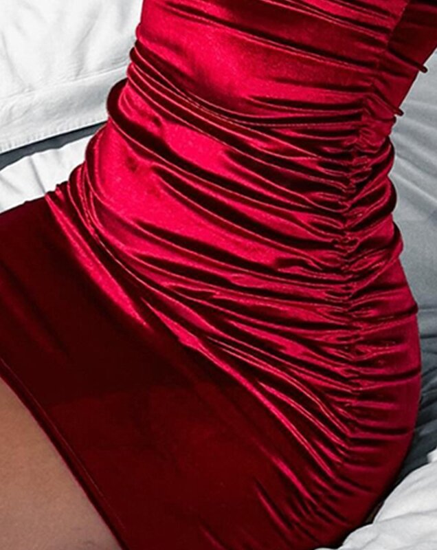 Women's Dresses Sleeveless Square Neck Camisole Dress Chain Strap Ruched Satin Party Dress Sexy and Elegant Mini Skinny Dress