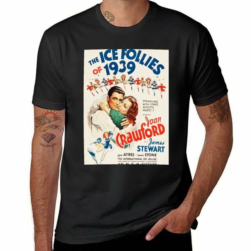 Kaus atasan vintage untuk pria, Poster film klasik-The Ice Follies of 1939, untuk pria grafis