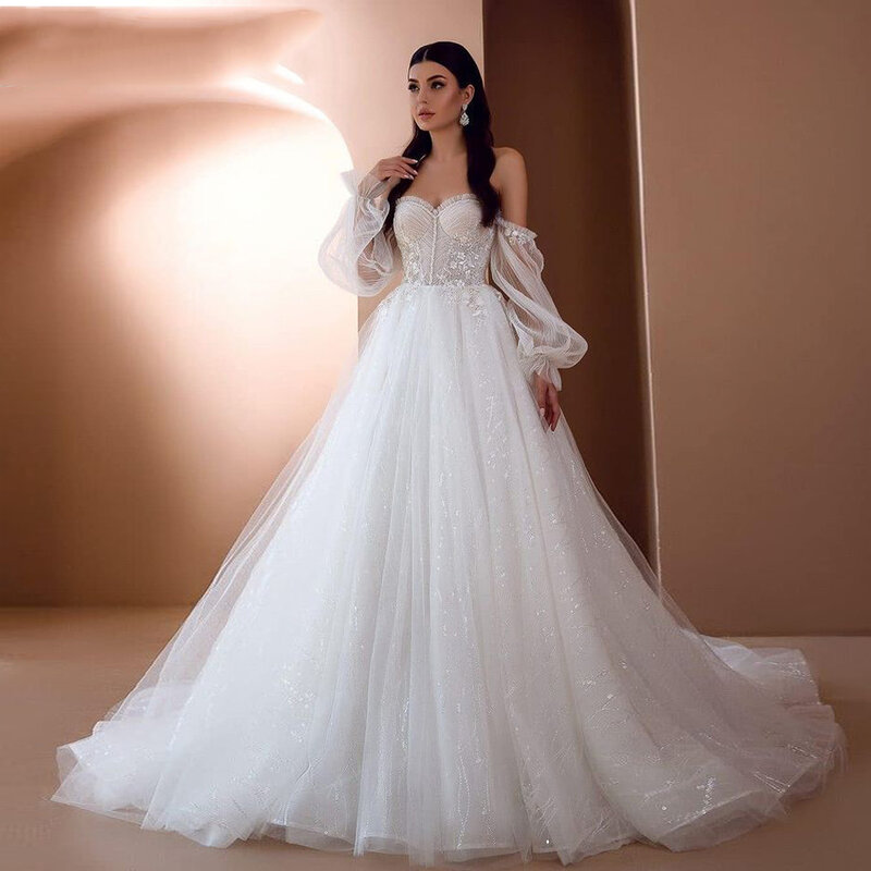 2024 Off The Shoulder Women Wedding Dresses Chiffon A-Line Bridal Gowns Mopping Length Sleeveless Engagement Vestidos De Novia