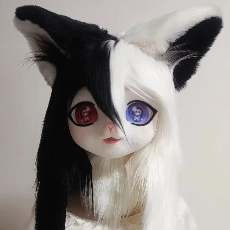 Fursuit Kigurumi Headsets, Fantasias Cosplay Peludas, Furries Combinação, Rubbit, Boneca, Gato, Animal