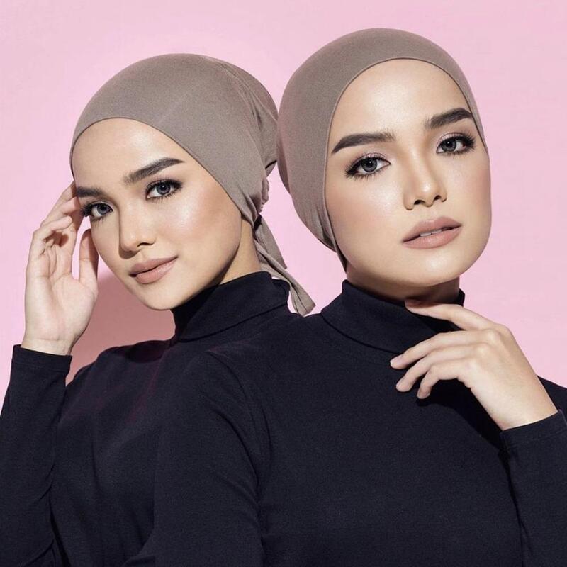 New Soft Modal Muslim Turban Hat Inner Hijab Caps Islamic India Hats Female Headwrap Turbante Bonnet Mujer Underscarf H8V8