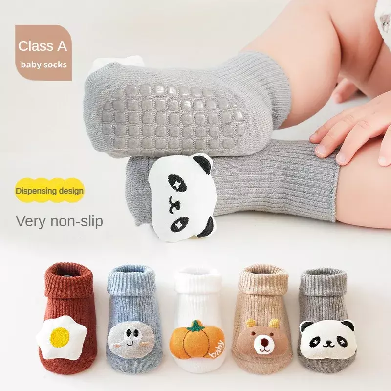 Calcetines antideslizantes para bebé recién nacido, calzado de suelo para niños, lindo calcetín de algodón, Walke, zapato para niños pequeños, nuevo