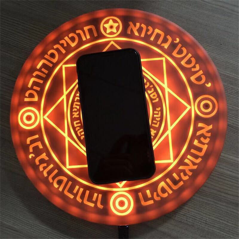 Universal Qi Fast Charging Wireless Charger 10W Glowing Magic Array Wireless Charger for IPhone Samsung Universal Mobile Phone