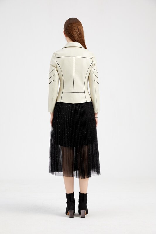 Jaqueta fina de couro PU feminina, roupas de motocicleta, casaco curto, novo estilo, primavera e outono, 2022