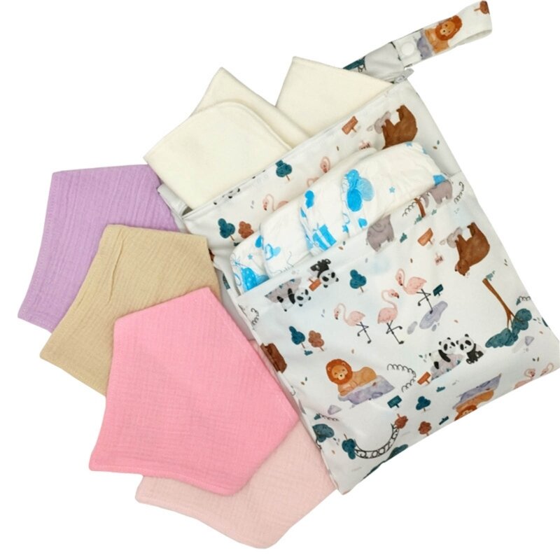 Reusable Wet & Dry Bag for Baby Cloth Diaper Gym Clothes Travel Bags Washable