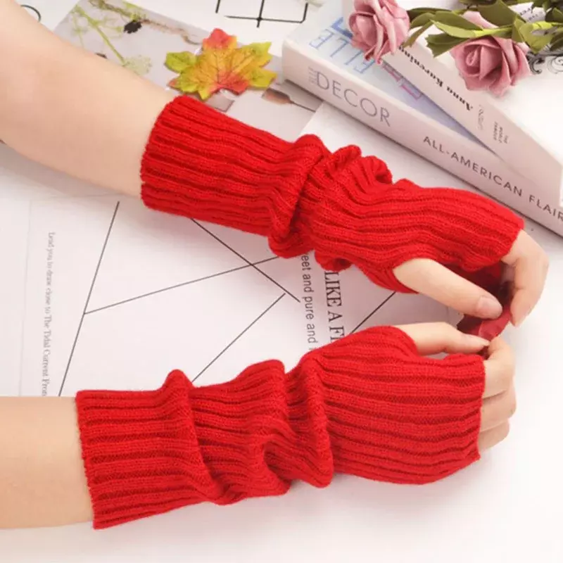 Mitaines sans doigts pour femmes, gants Anime féminins, chauffe-bras d'hiver, manches de poignet Goth Rinse japonais, Harajuku Y2k