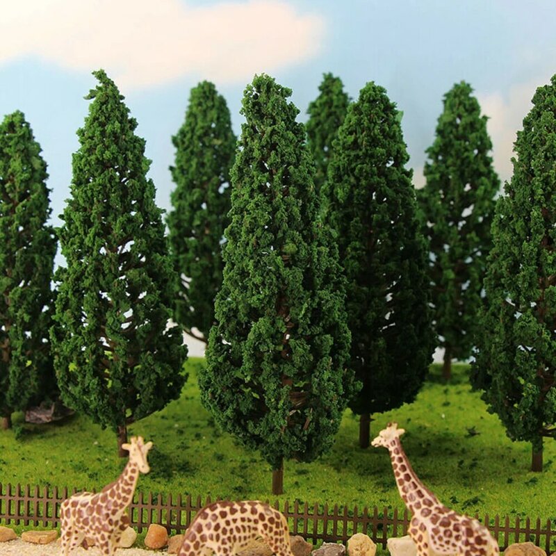 10/5/20 Buah Pohon Pinus Model Hijau untuk Skala Kereta Api Tata Letak 15Cm Miniatur Model Sandtable Pemandangan DIY untuk Bangunan Rumah