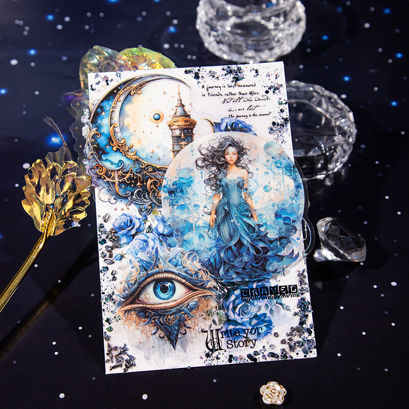 Pegatina de mascota DIY, decoración creativa retro, Serie de fase de luna mágica, 6 paquetes por lote