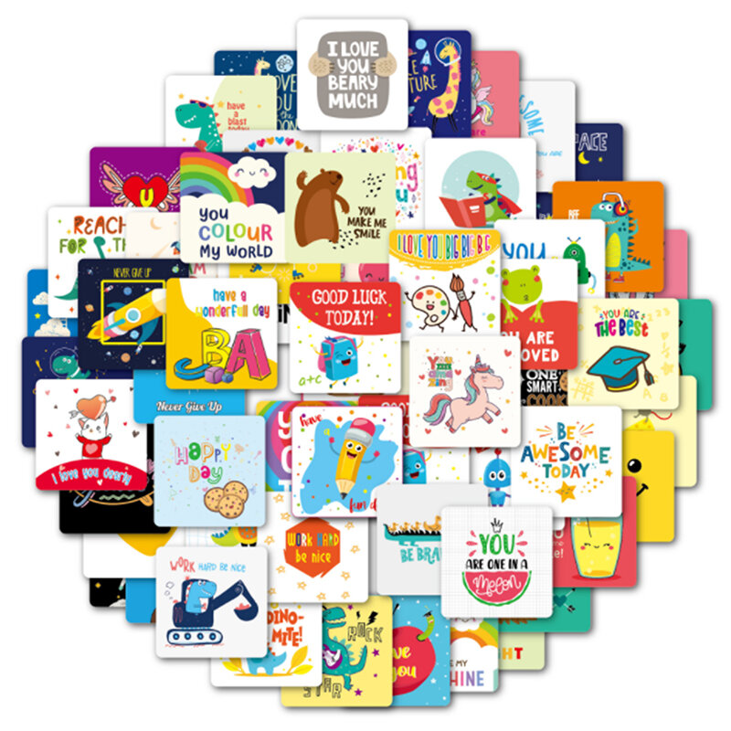 60 Pak Kotak Bento Anak-anak Catatan TK Anak-anak Lucu Bento Catatan Kreatif Anak Kotak Bento Kartu Lucu Dorongan Catatan Kartu