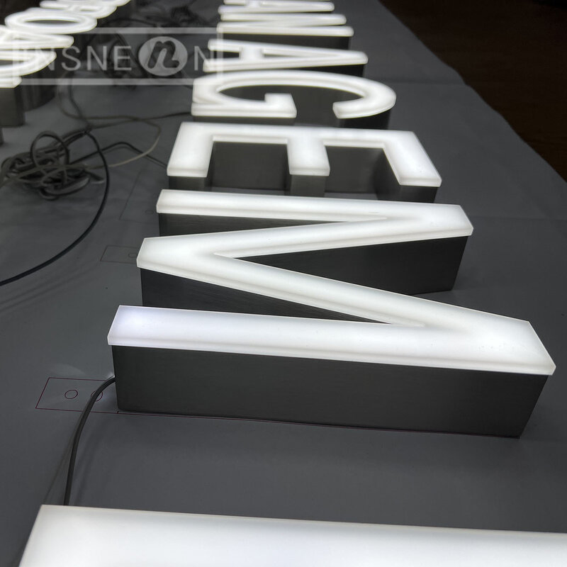Enseigne de signalisation LED éclairée en acrylique, lettre éclairée en 3D, panneau publicitaire pour restaurant, logo d'entreprise en plein air