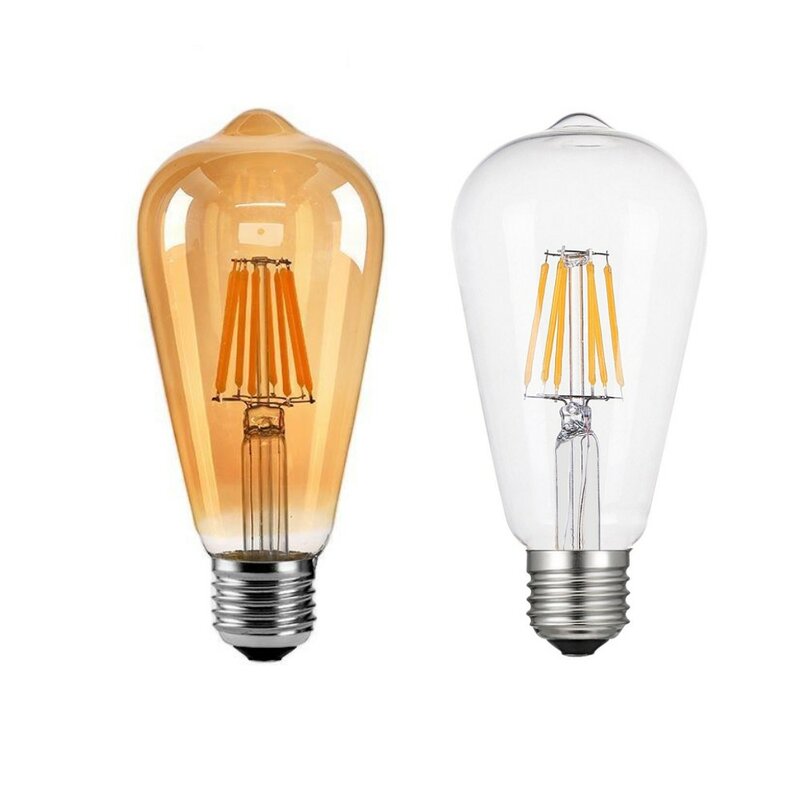 Bombilla LED de filamento de oro de 2700K, lámpara Vintage COB, aspecto Retro de vidrio dorado, ST64, 6W, 10W, 12W, 20W, E27, B22, 220V, 110V