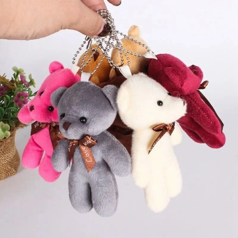Muñeco de oso de peluche de 12cm para niña, juguete de peluche Kawaii, Mini llavero, bolsa colgante, regalo pequeño para fiesta de niños