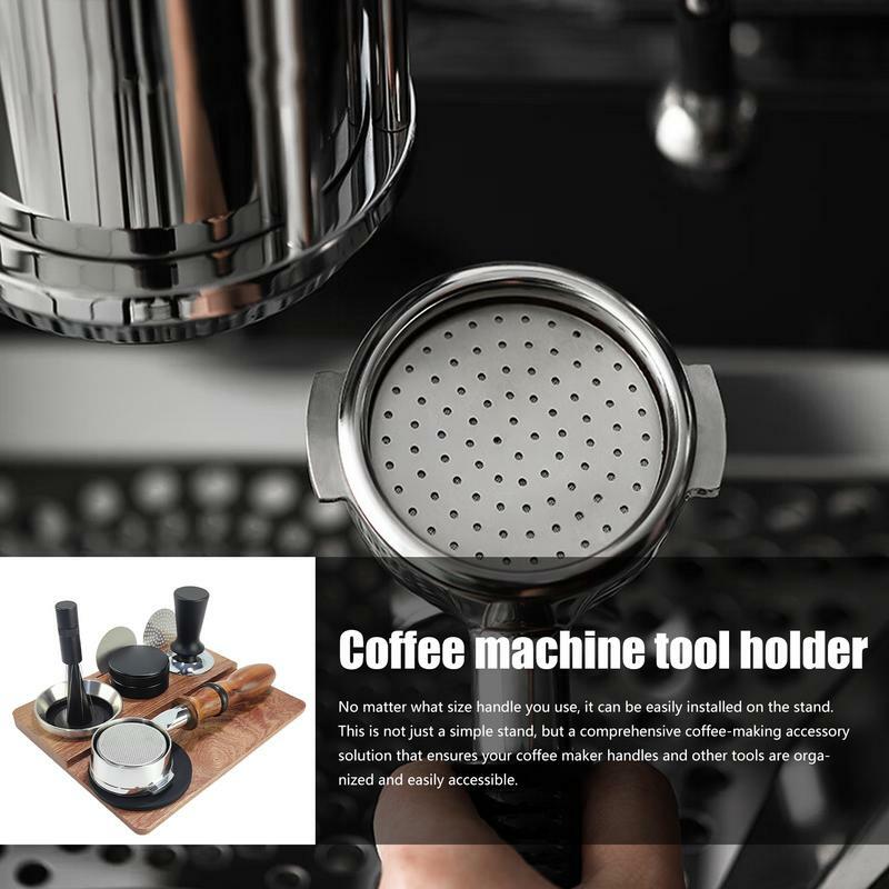 51/54/58mm Coffee Tamper Holder Coffee Handle Cloth Powder Wooden Base Espresso Coffee Accessories Storage Bar Barista Utensils