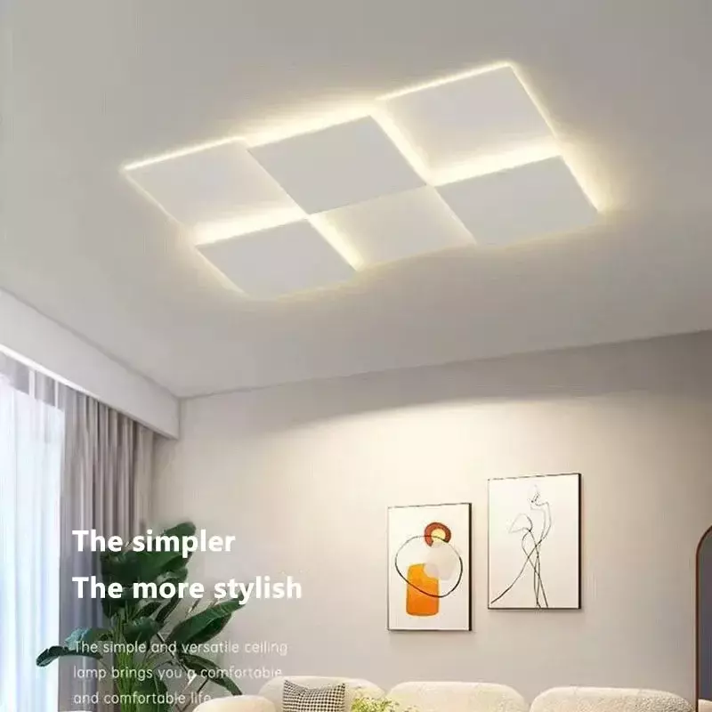 Lâmpada do teto LED moderno para Home Decor, Sala de estar, Sala de jantar, Quarto, Varanda, Quadrados redondos, luz de teto, Luminária, Lustre