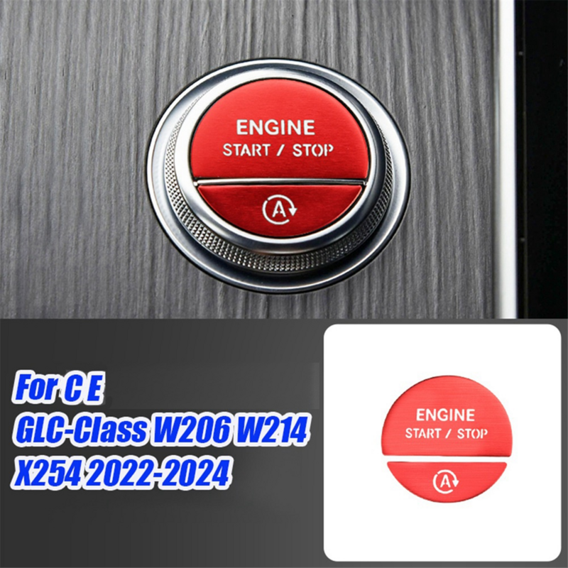 Car Interior Engine One Start Stop Key Button Sticker for Mercedes-Benz C E GLC-Cl  W206 W214 X254 2022-2024 Blue