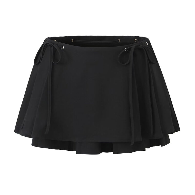 Falda de media capa para mujer, diseño francés pequeño y delgado, sensación de ajuste Delgado, atado, doble capa, novedad de primavera 2024