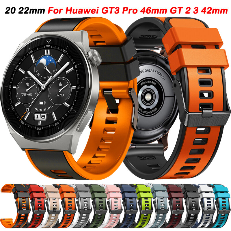 สายรัดข้อมือ20 22มม. สำหรับนาฬิกา Huawei GT 3 Pro 46มม. GT4 GT3 GT 2 3 42มม. Pro 46มม. 4 pro/honor Magic band สร้อยข้อมือซิลิโคน