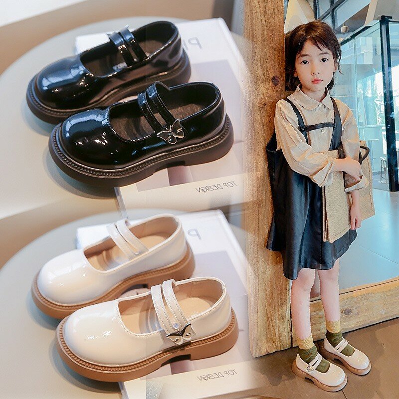 Chaussures de princesse en cuir pour enfants, chaussures provoqué pour petites filles, chaussures de performance pour écoliers, noir, mode printemps et automne