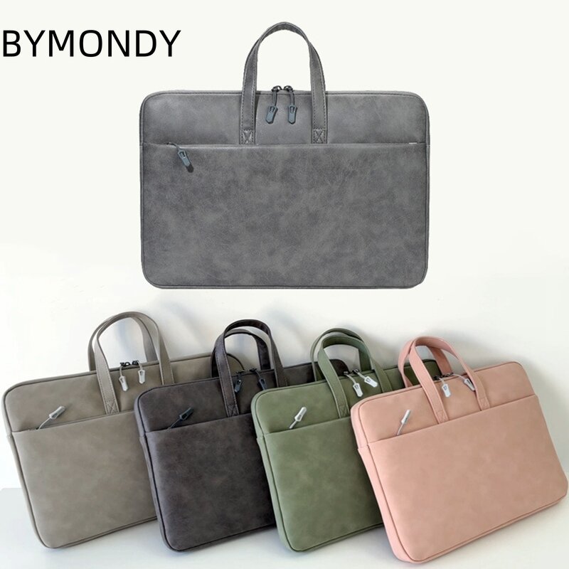 Bymondy 14 16 Zoll Mehrzweck-Aktentaschen Männer und Frauen Mode Pu Leder wasserdichte Dateien Handtasche tragbare Business-Reiß verschluss taschen