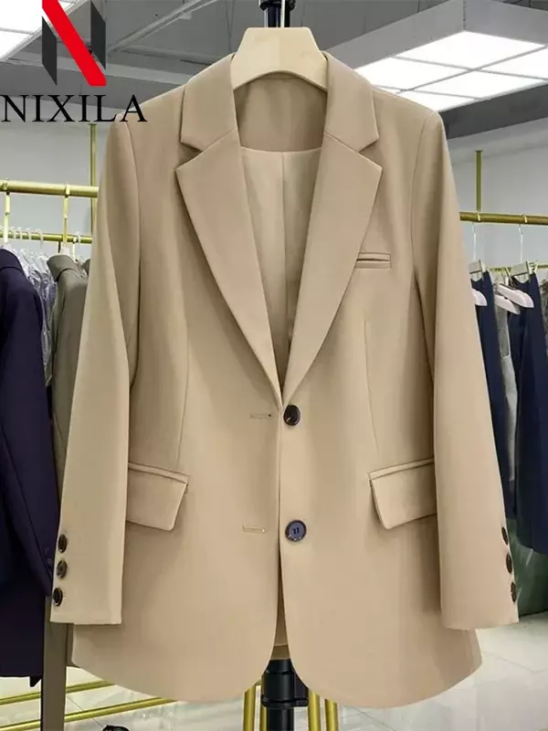 Baru di musim semi musim gugur elegan Blazer wanita Korea kasual jaket wanita Fashion mewah mantel wanita Splice pakaian kantor wanita