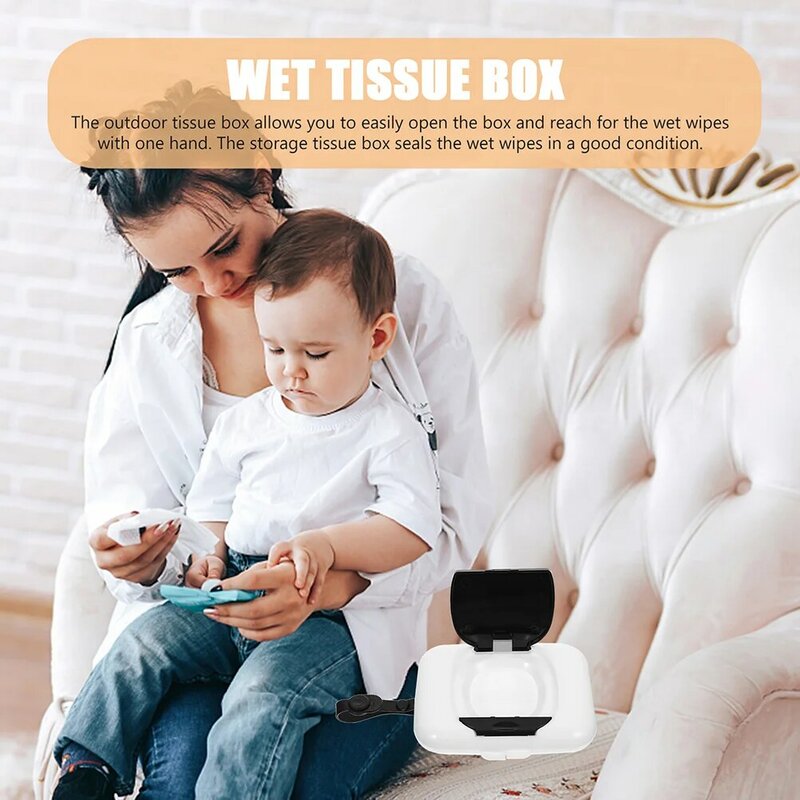 2 Pcs Travel Diaper Travel Wipes Container Wipe Box Baby Stroller Wagon Refillable Wet Dispenser Silica Gel