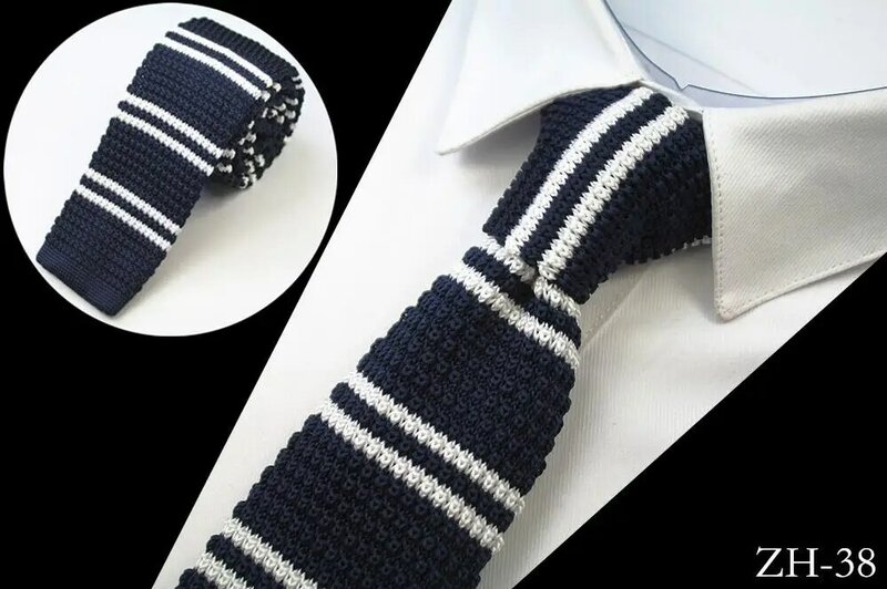 5,5 cm Herren Baumwolle gestrickt gestreifte Krawatte für Büro Business Hochzeit formelle Anlässe Mode schlanke untere flache Krawatte