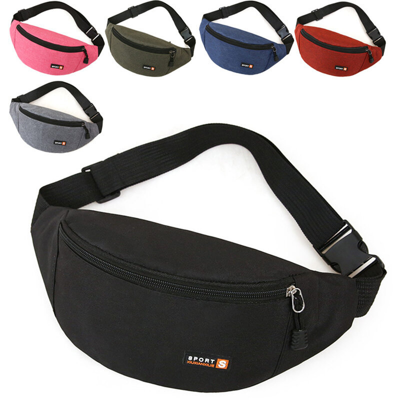 Bolsa crossbody com zíper para homens e mulheres, bolsa de cintura, bolsa de peito, bolsa de telefone, esporte Run Fanny Pack, moda