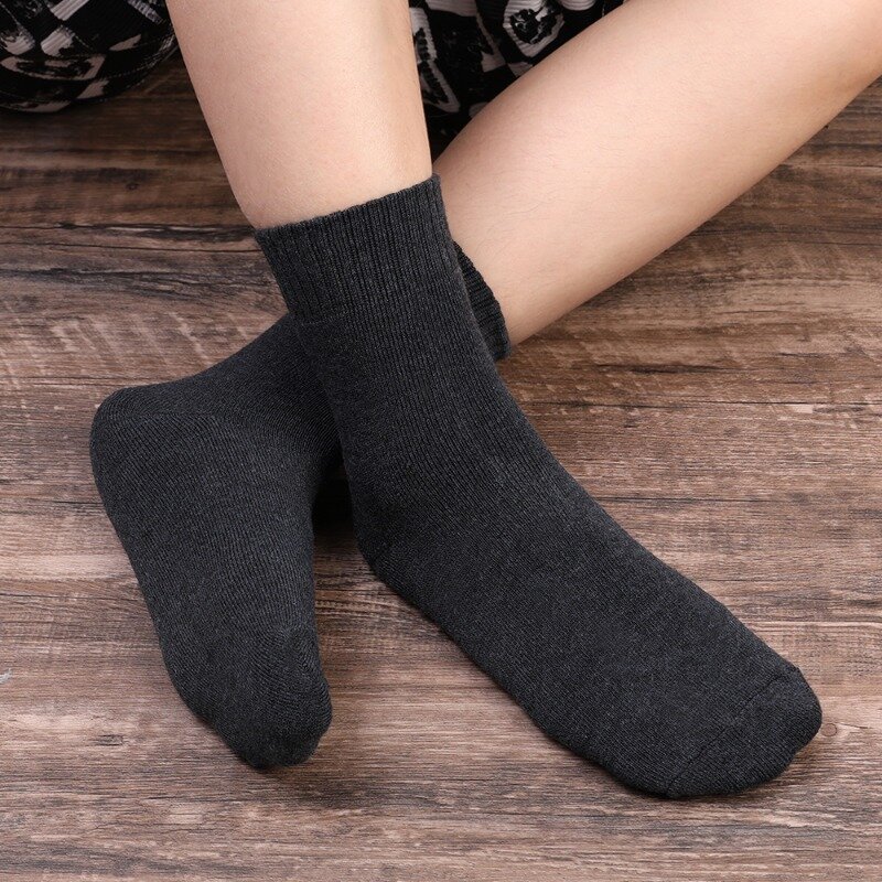 1 Pair Winter Thick Warm Socks for Men Women Solid Color Thermal Wool Socks High Quality Soft Against Cold Socks Christmas Gifts