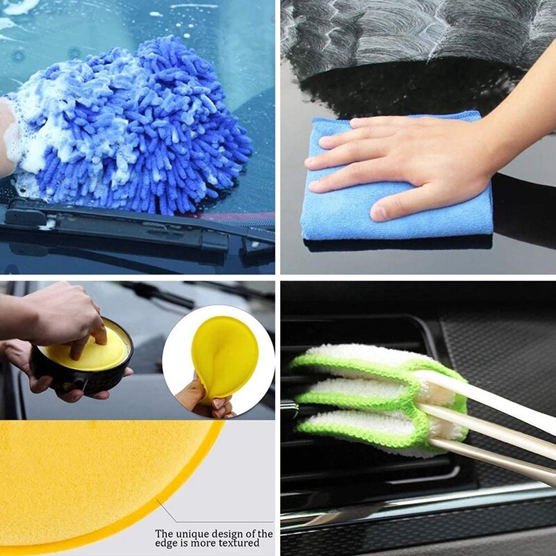 13 pezzi Set di spazzole per dettagli spazzole per la pulizia dell'auto Kit di lavaggio per interni dell'auto strumento per prese d'aria per auto Rim Dirt Dust Clean Tools