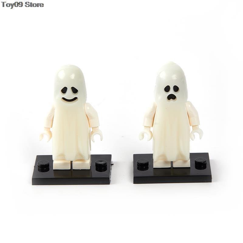 1 Buah Blok Bangunan Seri Halloween Horor Model Hantu Tersenyum & Menangis Bercahaya Figur Aksi Mainan Bata Kecil untuk Anak-anak