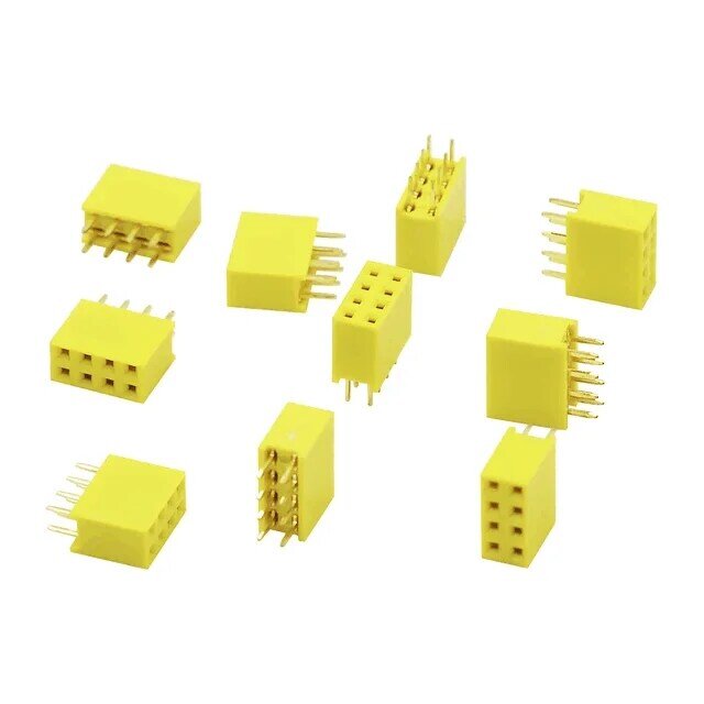 Bunte Reihen von weiblichen 2*4p doppelten Reihen von weiblichen Steckdosen gelb 2,54mm doppelte Reihen von geraden Steckern