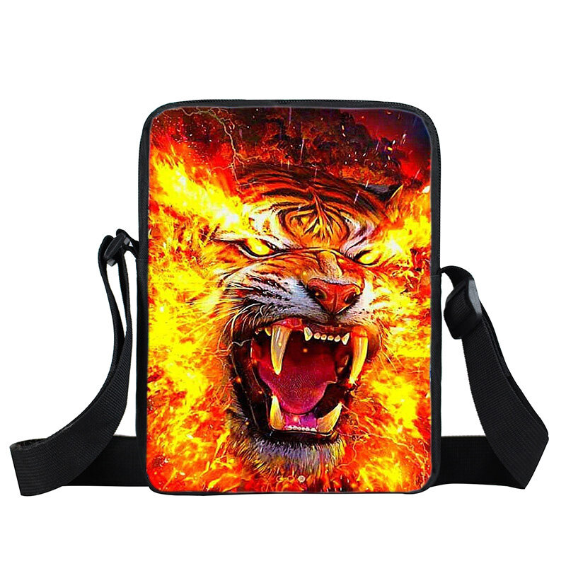 Angry Lion Print Messenger Bag Women Animals Print Handbags Casual Style Crossbody Bag Phone Houlder Kids Shoulder Student Bag